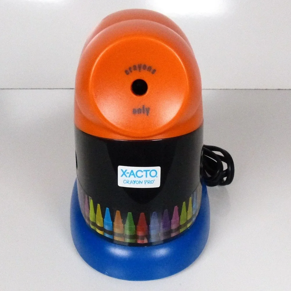 X-ACTO Crayon Pro Electric Crayon Sharpener Orange Blue 1680 Art Supplies